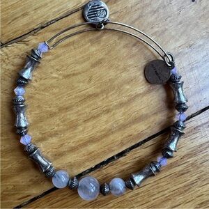 Alex and Ani silver bangle with pink stones